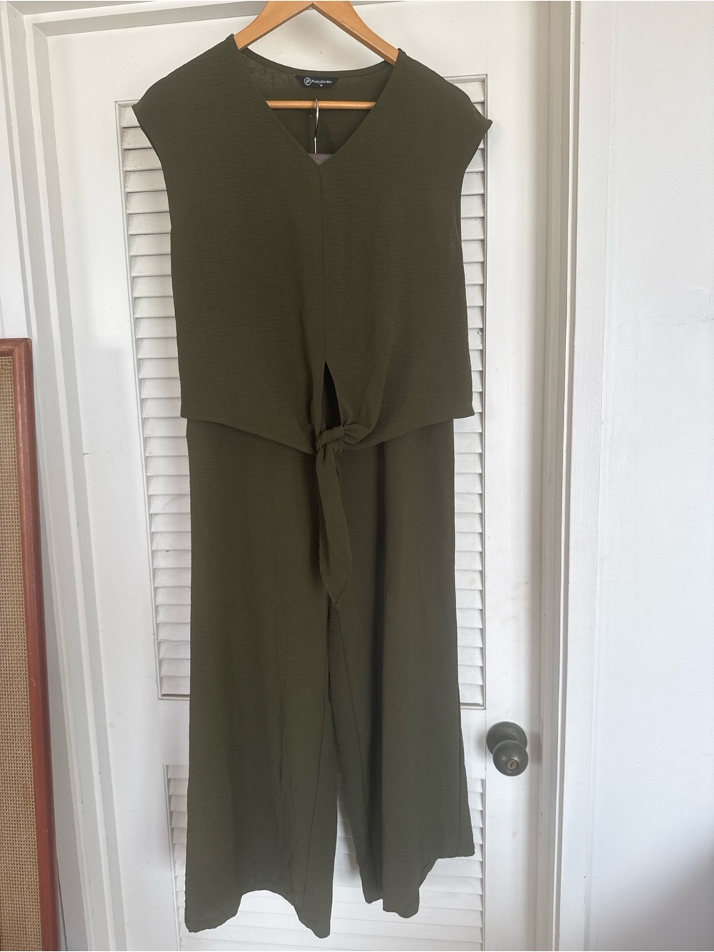 Sleeveless Olive Tie-Front Jumpsuit